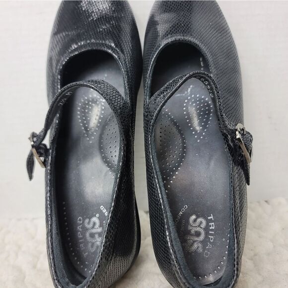 SAS Maria Comfort Womens Mary Jane Shoes Size 7.5 Black Snake Leather Print - Picture 9 of 10